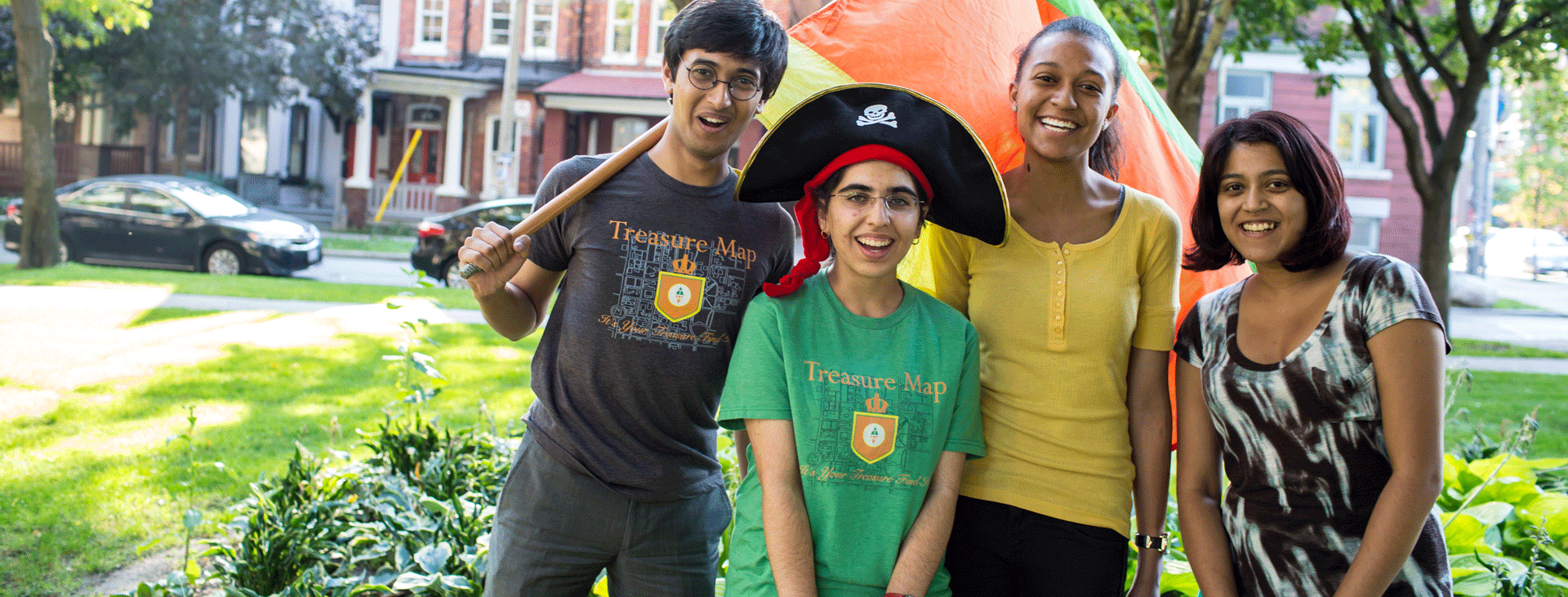 Four students from the Treasure Map Club