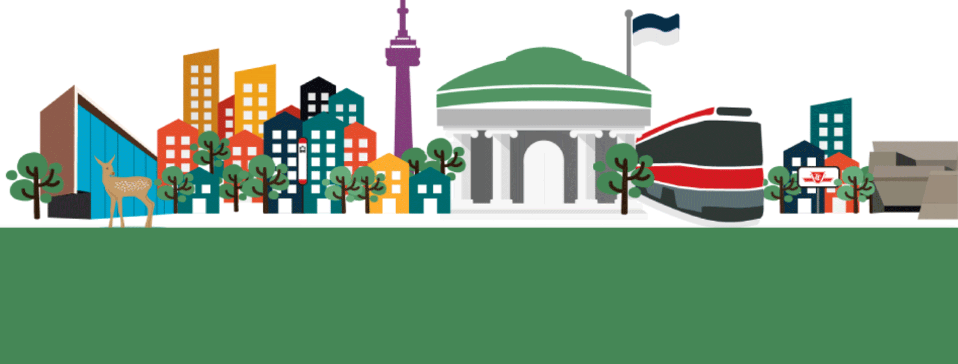 Illustration of U of T landscape with iconic elements